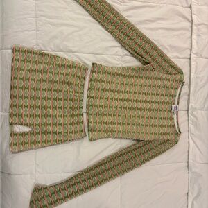 Princess Polly Green and Pink Patterned Skirt and Long Sleeve Set